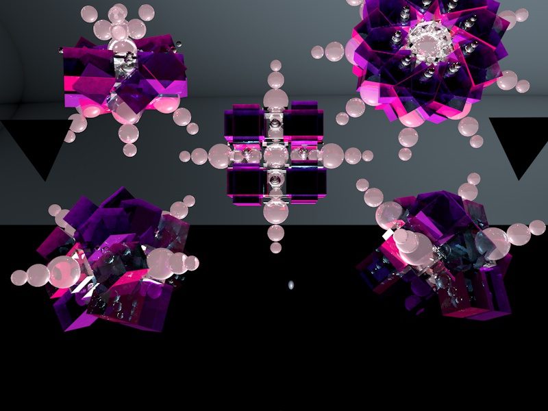 3D render: glossy pink crystalline forms