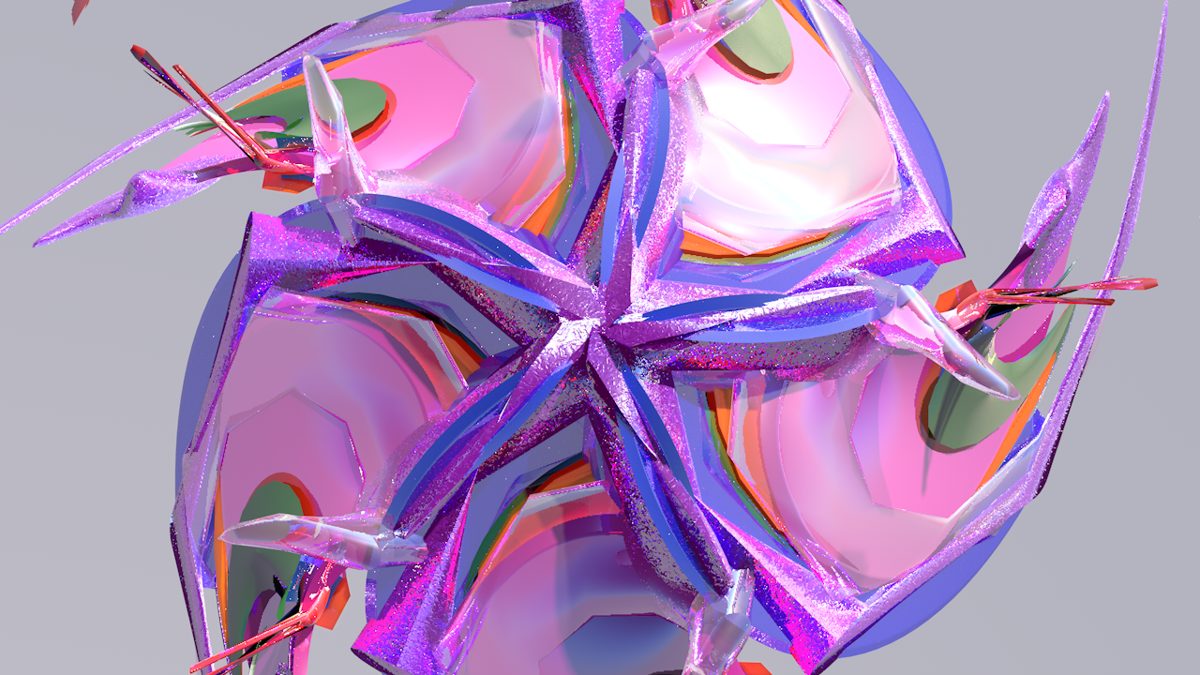 3D render: iridescent pink and blue star shape